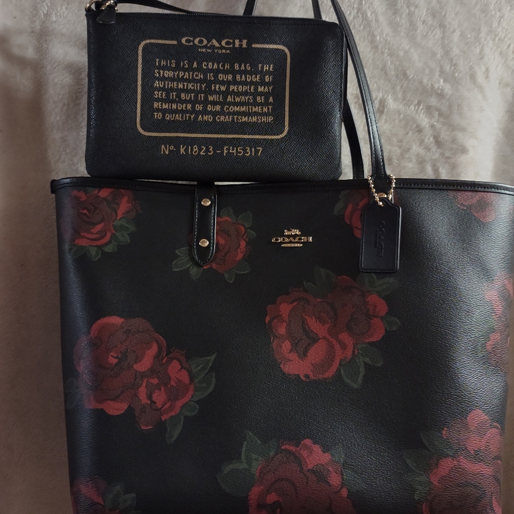 Coach Reversible Floral City Tote with Detachable Clutch